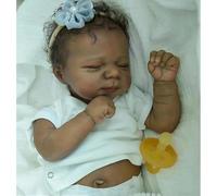 Anano Bebe Reborn Silicona Cuerpo Completo,45 Cm Muñeca Negra Bebe Reborn Realista,Muñeca De Silicona Bebés De Verdad Se Puede Bañarse con Accesorios