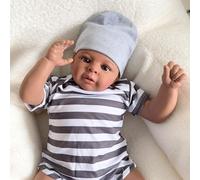 Anano Bebe Reborn Silicona Cuerpo Completo 48 CM Muñeca Negra,Bebe Reborn Realista Muñeca De Silicona,Se Puede Lavar A Máquina Se Puede Posar Accesorios Bebe Juguete