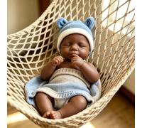 Anano Bebe Reborn Silicona Cuerpo Completo Niño 30 CM Muñeca Negra,Muñeca De Silicona Bebe Reborn Realista,Mini De Silicona para Bebés Un Regalo para Mi Ser Querido