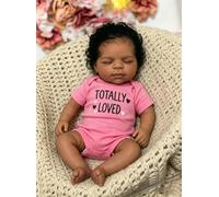 Anano Bebe Reborn Vinilo Cuerpo Completo,45 Cm Muñeca Negra Bebe Reborn Realista,Muñeca De Vinilo Muñecas para Niñas Se Puede Lavar A Máquina con Accesorios