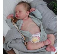 Anano De Silicona Blanda Cuerpo Completo Niño Recien Nacido 21 Pulgadas Muñeco Bebe Niño Reborn Realista Muñeca Reborn Silicona Cuerpo Entero con Cabello Suave Accesorios De Alimentación