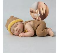 Anano Liquid Solid Platinum Silicone Baby Doll - Muñeca de cuerpo completo de 19 pulgadas, 3 kg, muñecos esponjosos de bebé Reborn, muñeca 100% de silicona, con pestañas implantadas para niños y