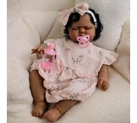 Anano Muñeca Reborn Niña Negra Muñeca Reborn de Niño Pequeño de Silicona 19 Pulgadas Recién Nacida Realista con Piel Negra Muñecas Bebé Afroamericanas Juego de Juguetes para Niños de 3 Años