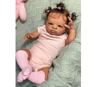 Anano Muñeca Reborn Silicona Niña,50 Cm Muñeca Negra Bebe Reborn Realista,Muñecas De Tamaño Real para Niñas Se Puede Lavar A Máquina Accesorios Bebe Juguete