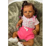 Anano Muñecas Bebé Reborn Silicona Cuerpo Entero Niña Negra, 55cm Biracial Todo Silicona Bebé Muñeca Reborn Niñas, Raza Mixta Afroamericana Muñecas Reborn Toddler para Niños De Regalo