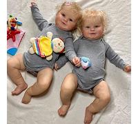 Anano Muñecas Reborn Reborn de Silicona para Bebés (Gemelos Grises, 50,8 cm)