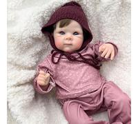 Anano Realistic Reborn Baby Dolls Silicone 18 Inch Sleeping Lifelike Newborn Babies Doll Silicone Full Body Poseable Limbs Vinyl Head Made Dolls Real Life Girl with Accessories Gifts for Kids Age 3+