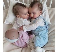 Anano Reborn Baby Dolls Twins - Muñeca de silicona de cuerpo completo, muñeca realista de 18 pulgadas, muñeca de bebé recién nacida de silicona completa, muñeca anatómicamente correcta con accesorios