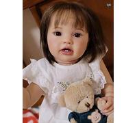 Anano Reborn Baby Girl Lottie 24 pulgadas 60 cm Muñeca realista de silicona renacido Parece un bebé real Un lindo 2 dientes de leche Realista muñeca renacida