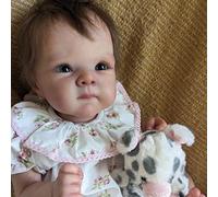 Anano Silicona Blanda Cuerpo Completo Niño Recien Nacido 50cm Muñeco Bebe Niño Reborn Realista Muñeca Reborn Silicona Cuerpo Entero con Cabello Suave (Pequeña Bettie Floral Blanca)