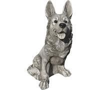 AnaParra Figura de jardín Perro Pastor alemán Andro 40cm. Natural Musgo de hormigón-Piedra