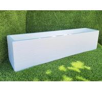 AnaParra Jardinera Rectangular Moderna en hormigón aligerado para Exterior Rectangular Pacífico 80X17X19cm. Natural Blanco