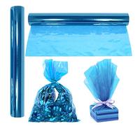 AnapoliZ Rollo de celofán azul | 100 pies de largo x 16 pulgadas de ancho | 2.3 mil de grosor azul transparente | Regalos, cestas, golosinas, papel de regalo de celofán | decoraciones de celofán
