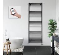 Anapont radiador de baño eléctrico 1775x600 - WiFi APP - negro recto - radiador de toallas - calentador de baño eléctrico - calentador de toallas - fabricado en Alemania
