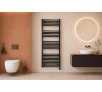 anapont Radiador de baño eléctrico de 1600 h x 500 b, color negro, ana-line - recto, función temporizador, radiador de toallero, calentador eléctrico de baño - Fabricado en Alemania