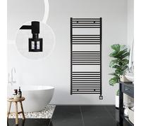 anapont Radiador eléctrico de baño 1475 x 600 b - negro - con función de temporizador - radiador toallero - calentador de toallas - Fabricado en Alemania