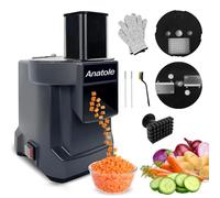 Anatole Cortador de Verduras en Dados Eléctrico Rebanadora de Vegetables Frutas Comercial con 2 Cuchillas de Acero Inoxidable para Patata Zanahoria Cebolla 100W 220V