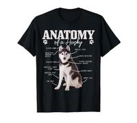 Anatomía De Un Husky Siberiano Divertido Perro Lindo Husky Mamá Papá Camiseta gráfica económica, Hombre, Negro, L