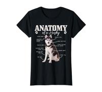 Anatomía De Un Husky Siberiano Divertido Perro Lindo Husky Mamá Papá Camiseta gráfica económica, Mujer, Negro, L