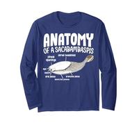 Anatomía de un Meme de pez Sacabambaspis Manga Larga, Unisex para Adultos, Azul Marino, M