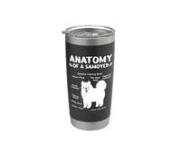Anatomía de un samoyedo - Amante de los perros de dibujos animados divertidos Vaso térmico de acero inoxidable de doble pared