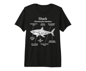 Anatomía De Un Tiburón Divertido Diagrama del Océano Camiseta Premium