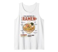 Anatomía del Ramen Comida Japonesa Retro Gastronomía Estética Camiseta sin Mangas