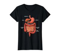 Anatomía del Sistema Digestivo Gastroenterología Médica Camiseta gráfica económica, Mujer, Negro, M