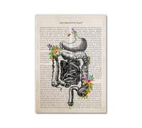Anatomía del tracto digestivo, diseño vintage de anatomía humana, músculos, flores, arte de pared, lienzo, impresiones corporales, narrar, imágenes, educación médica, decoración del hogar