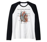 Anatomía Humana Diagrama del corazón Sistema Cardiovascular Camiseta Manga Raglan