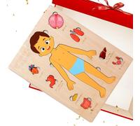 Anatomía Humana para Niños - Madera 22,8x18x1cm | Corporal De Varias Capas Educación Científica para Niños | Estructura Cognitiva, Órganos Internos, Huesos, Tablero De Aprendizaje Esquelé