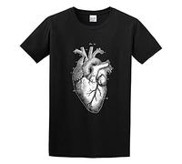 Anatomical Heart Victorian Illustration Biology Gothic tee Unisex 100% Cotton Short-Sleeve T-Shirts Black XXL
