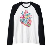 Anatómico Corazón Humano Cardiología Médica Enfermera Cardíaca Camiseta Manga Raglan