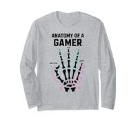 Anatomy of A Gamer Skeleton Hand Funny Gamers Manga Larga
