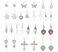 ANATTASOUL 14 pares de pendientes góticos de gota de roca punk pendientes de gancho gótico pendientes de cruz pendientes amor corazón mal ojos serpiente esqueleto mariposa gota pendientes Y2K