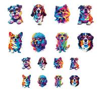ANATTASOUL 16 imágenes de planchado para textiles, coloridas, cachorros, adultos, 6,5 x 8 cm, 18 x 24 cm, pegatinas de bricolaje rápidas y fáciles para planchar para ropa, pantalones, sombreros