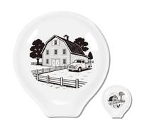 ANATTASOUL 2 Pcs Reposa Cucharas Cocina Ceramica,Soporte Utensilios Cocina para Cucharas de Cafe Vintage Pequeño,Porcelana Soporte de Cuchara Cerámica Paletas(Gallo de Granja y Molino de Viento)