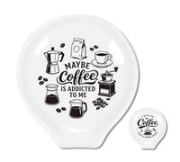 ANATTASOUL 2 Pcs Reposa Cucharas Cocina Ceramica,Soporte Utensilios Cocina para Cucharas de Cafe Vintage Pequeño,Porcelana Soporte de Cuchara Base de Cerámica Paletas(Taza de Café y Molinillo Manual)