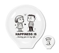 ANATTASOUL 2 soportes de cerámica para cucharas de café para estufa, subtítulos felices con parejas, soporte para cucharaditas de 3.35 x 3.54 pulgadas, soporte decorativo para utensilios de cocina de