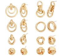 ANATTASOUL 8 pares de pendientes geométricos dorados pendientes de nudo de amor para mujeres pendientes de gota de moda pendientes largos de eslabones pendientes joyas regalo para mujeres esposas sus