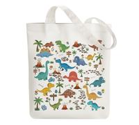 ANATTASOUL Bolsa de Tela Impresa Dinosaurio, Tote Bag Tela Mujer,Shopper Algodón 38 * 40cm, Beige Bolsa de Transporte para Mujer, Saco Tote Bag de Lona Regalo