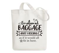 ANATTASOUL Bolsa de Tela Impresa Equipaje Emocional, Tote Bag Tela Mujer,Shopper Algodón 38 * 40cm, Beige Bolsa de Transporte para Mujer, Saco Tote Bag de Lona Regalo