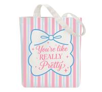 ANATTASOUL Bolsa de Tela Impresa Eres Realmente Muy Bonita, Tote Bag Tela Mujer,Shopper Algodón 38 * 40cm, Beige Bolsa de Transporte para Mujer, Saco Tote Bag de Lona Regalo con Cremallera