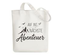 ANATTASOUL Bolsa de Tela Impresa Hacia la próxima aventura, Tote Bag Tela Mujer,Shopper Algodón 38 * 40cm, Beige Bolsa de Transporte para Mujer, Saco Tote Bag de Lona Regalo