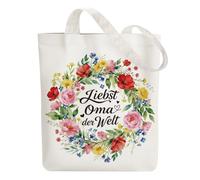 ANATTASOUL Bolsa de Tela Impresa La mejor abuela del mundo, Tote Bag Tela Mujer,Shopper Algodón 38 * 40cm, Beige Bolsa de Transporte para Mujer, Saco Tote Bag de Lona Regalo