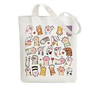 ANATTASOUL Bolsa de Tela Impresa Patita De Gato Linda, Tote Bag Tela Mujer,Shopper Algodón 38 * 40cm, Beige Bolsa de Transporte para Mujer, Saco Tote Bag de Lona Regalo