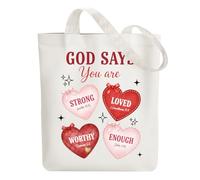 ANATTASOUL Bolsa de Tela Impresa Religión con Amor, Tote Bag Tela Mujer,Shopper Algodón 38 * 40cm, Beige Bolsa de Transporte para Mujer, Saco Tote Bag de Lona Regalo con Cierre de Cremallera