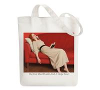 ANATTASOUL Bolsa de Tela Impresa Sofá de chicas, Tote Bag Tela Mujer,Shopper Algodón 38 * 40cm, Beige Bolsa de Transporte para Mujer, Saco Tote Bag de Lona Regalo