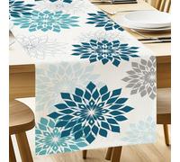ANATTASOUL Camino de Mesa de Primavera con Diseño de Silueta Flores y Dalias, Decoración de Comedor de Cocina, Decoración Interior, Vacaciones, Fiesta, Decoración, 33 x 183 cm