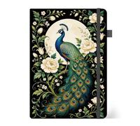 ANATTASOUL Cuaderno de pavo real y peonía para diario | Cuaderno de 14,5 x 21 x 1,9 cm, a rayas, A5, con 320 páginas para la escuela, el trabajo y el dibujo, gran libro de regalo